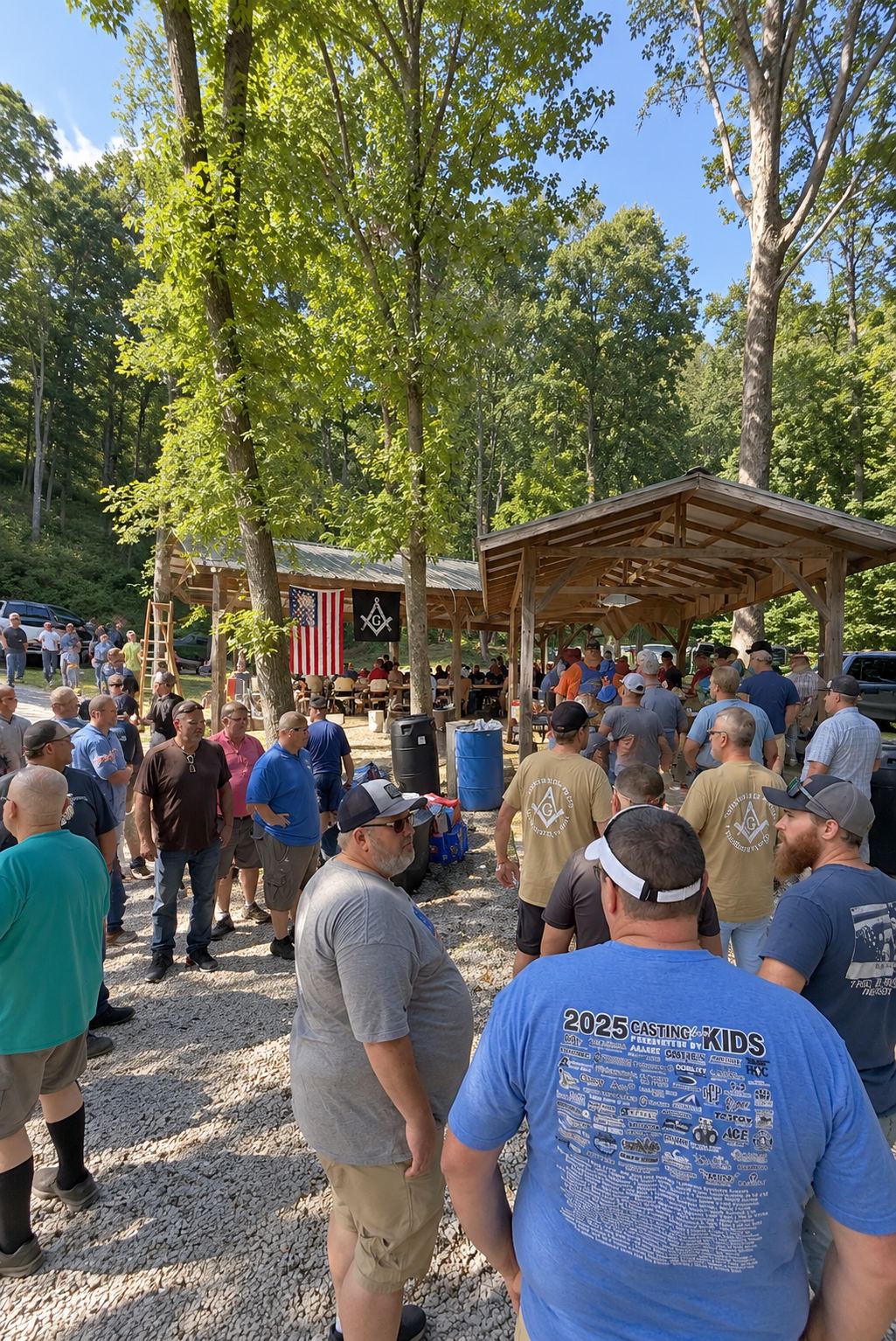 King Lodge members and neighbors gathered outdoors at a community event